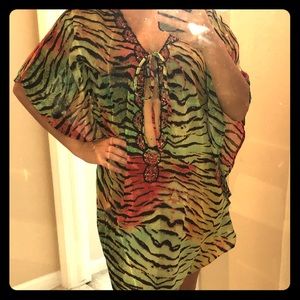 Club Z collection animal print beach cover up.